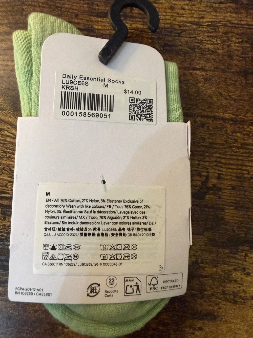 lululemon athletica Daily Essential Quarter Socks - Mint Green
